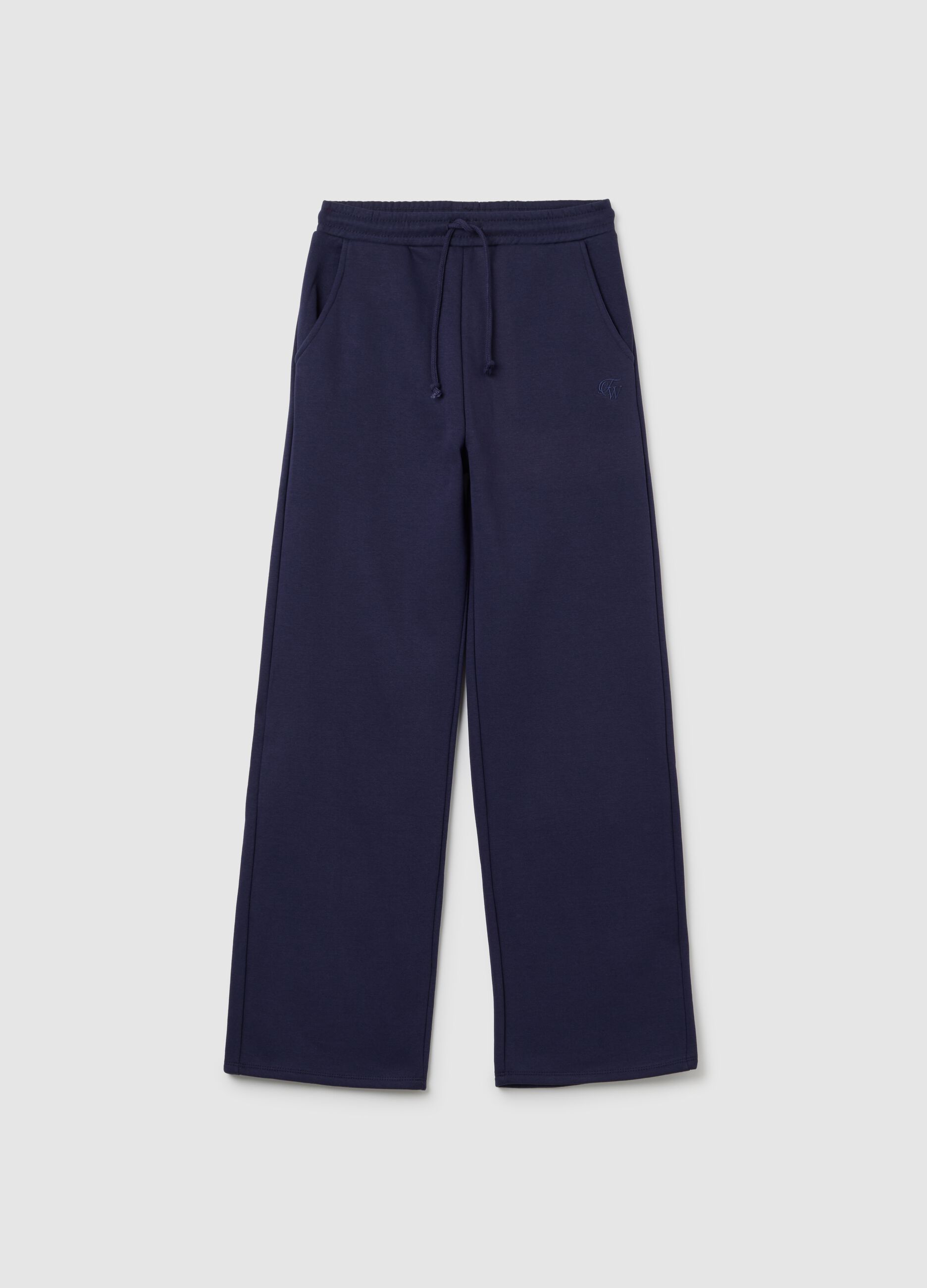 Pantaloni da donna in misto cotone blu regular fit