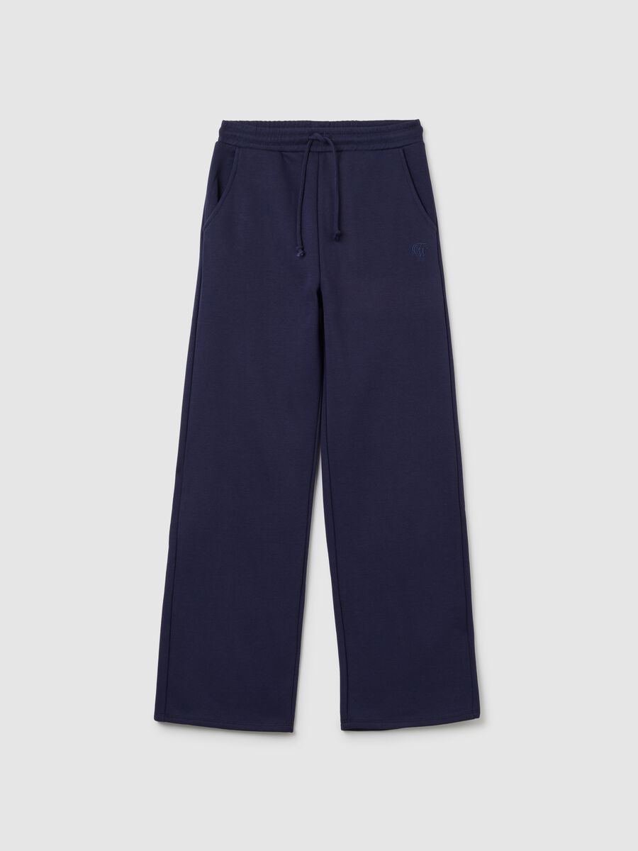 Women's blue cotton blend trousers regular fit_4