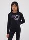 Girls&rsquo; black organic cotton crop T-shirt with ribbed neck_1