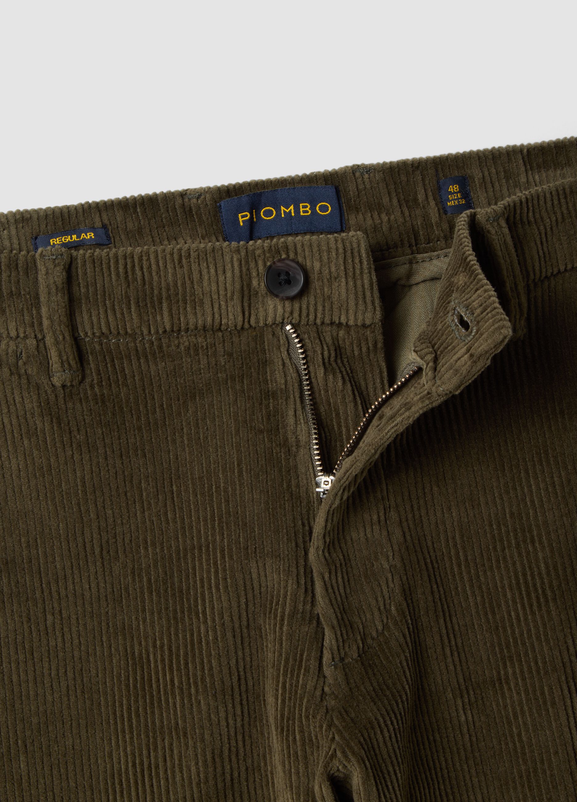 Green regular-fit ribbed stretch-cotton chinos