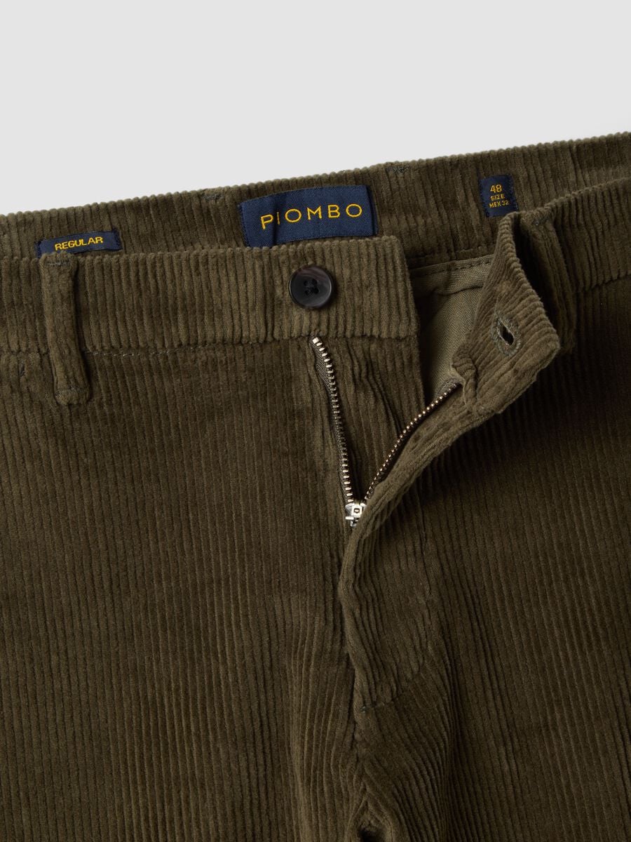 Green regular-fit ribbed stretch-cotton chinos_5