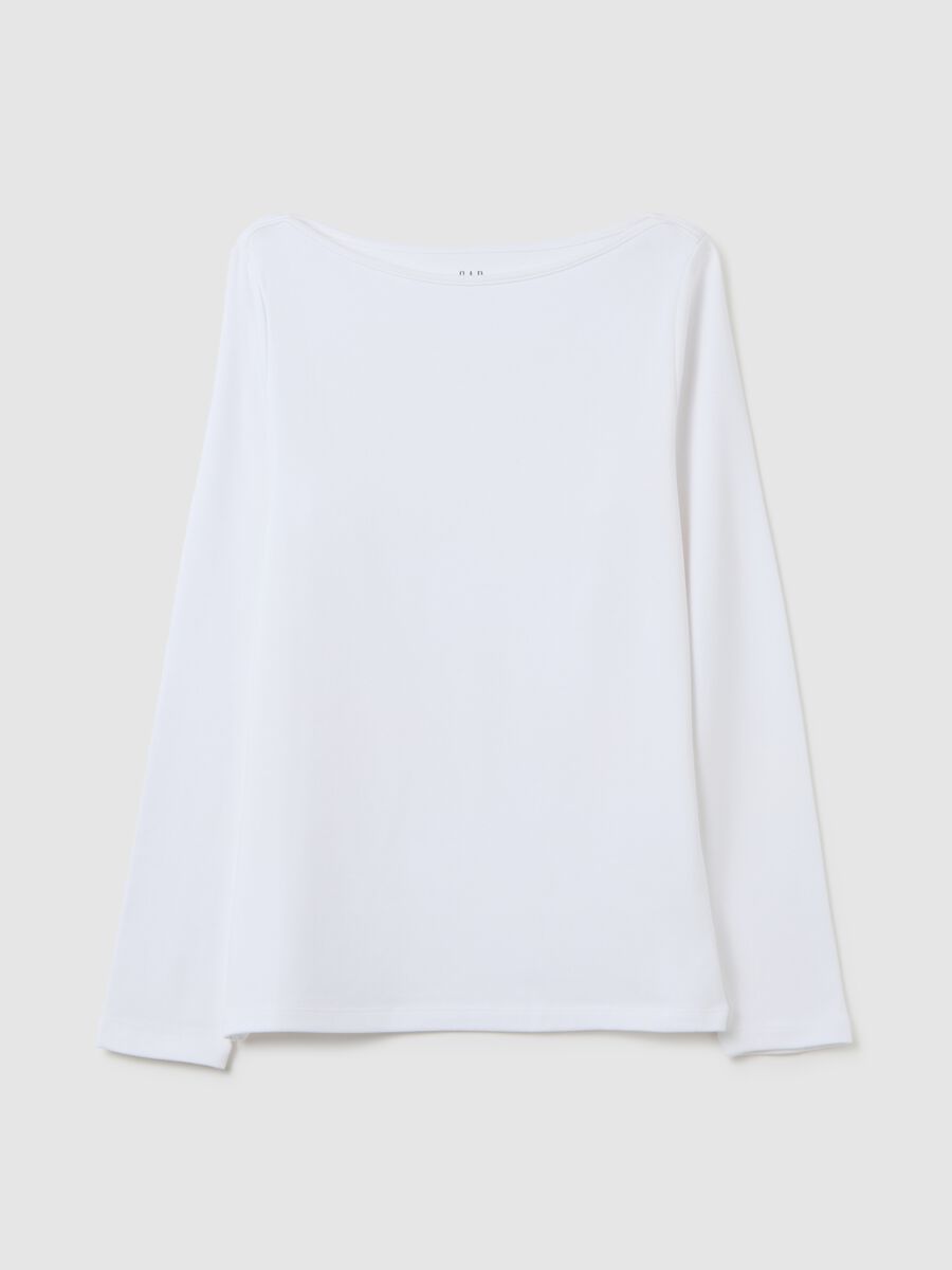 T-shirt scollo a barchetta in cotone e modal_0
