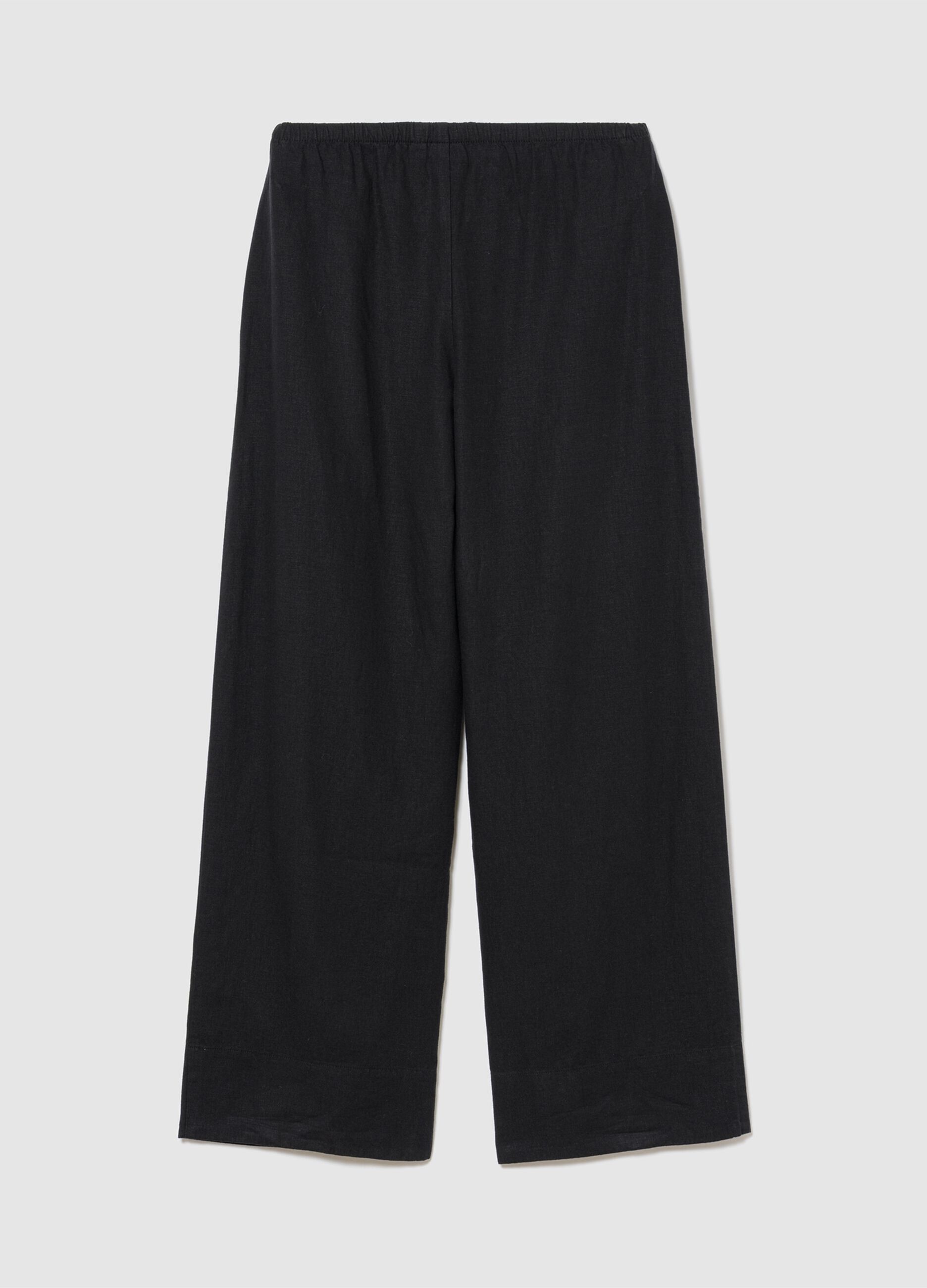 Wide-leg linen-blend trousers
