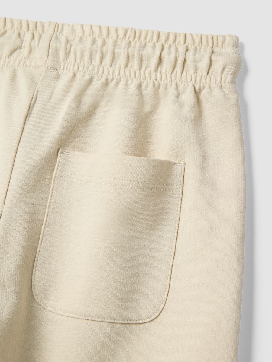 Pantaloni corti in puro cotone beige regular fit per bambino_3