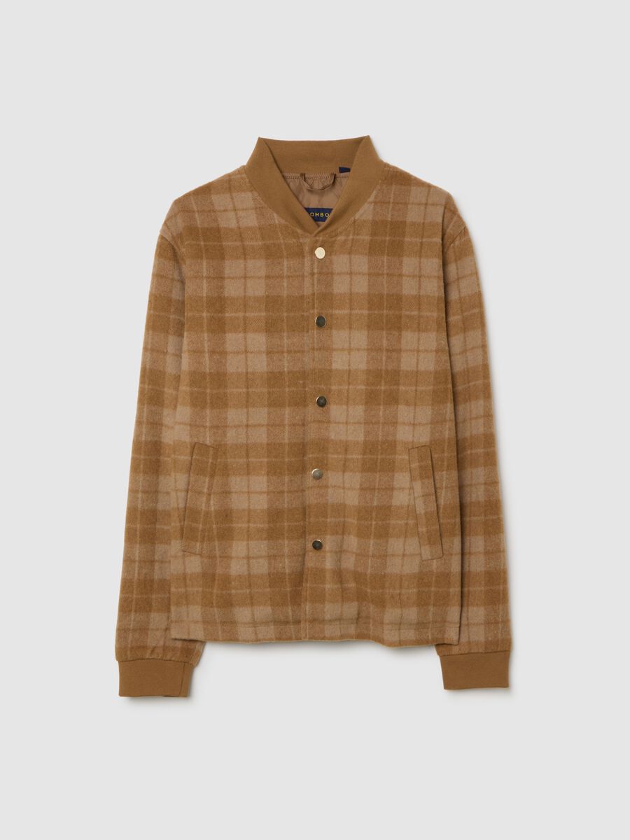 Giubbotto bomber a quadri marrone regular fit_5