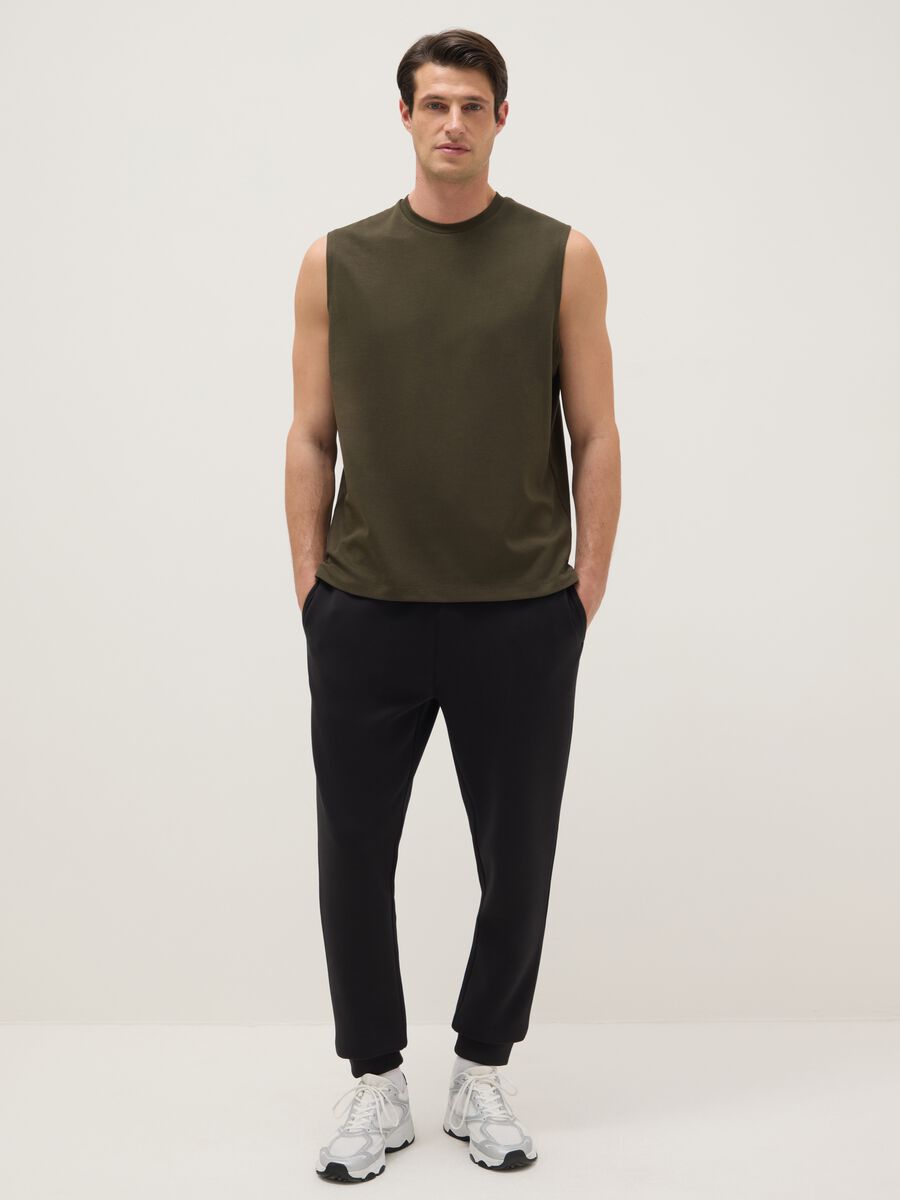 Green regular fit cotton blend vest_1