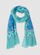 Light blue pure cotton scarf with floral print_0