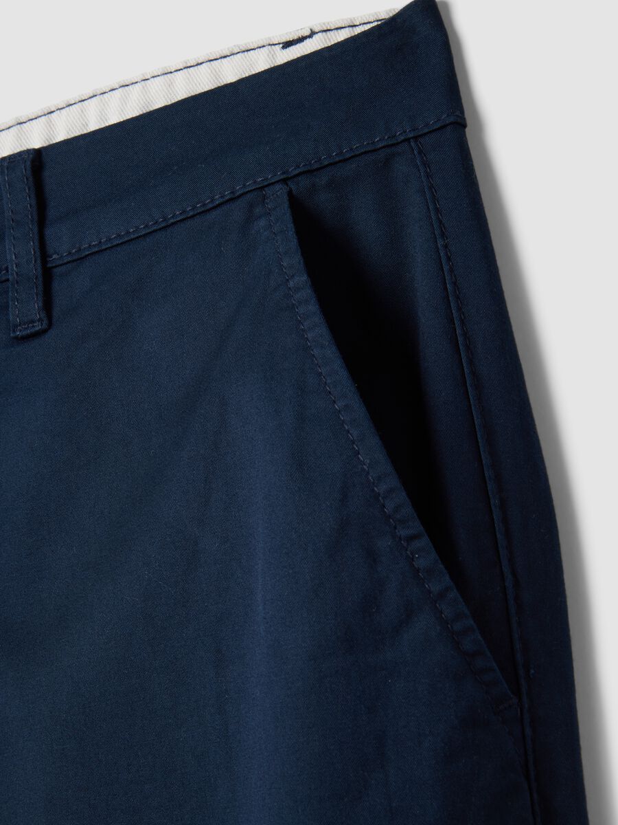 Blue Regular Fit Stretch Cotton Chino Trousers_6