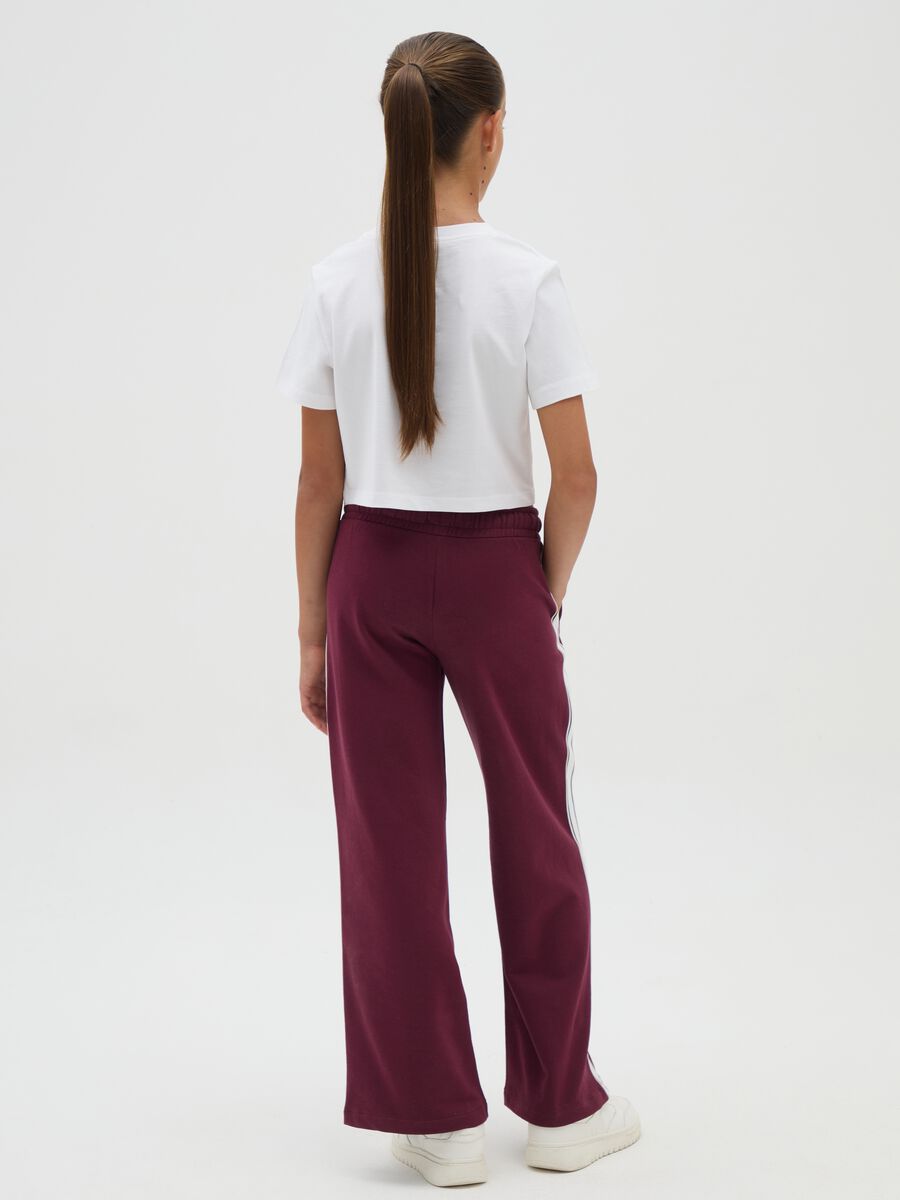 Girls' pure cotton red wide-leg striped trousers_2