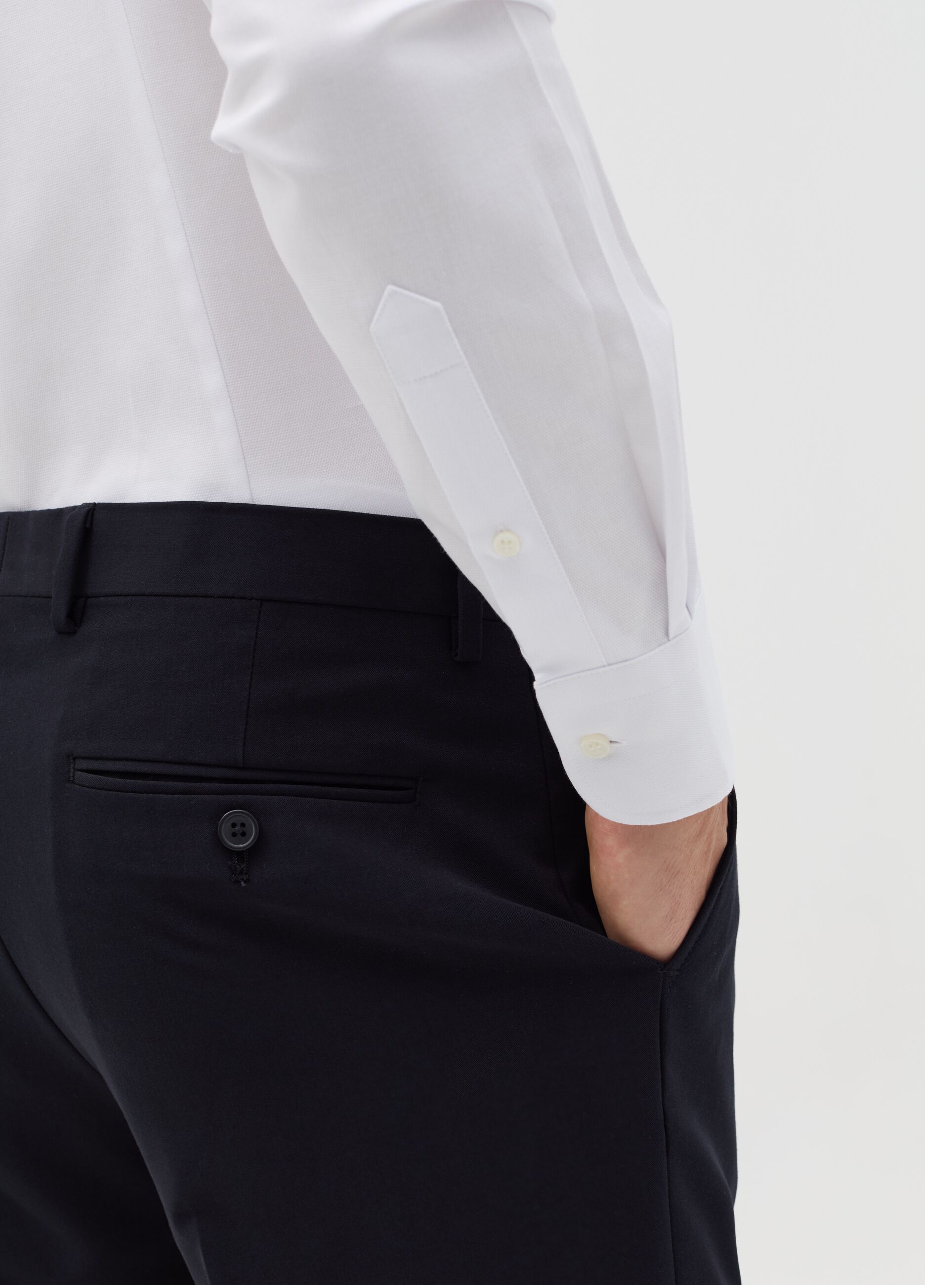 Camicia slim fit easy iron in cotone oxford bianco