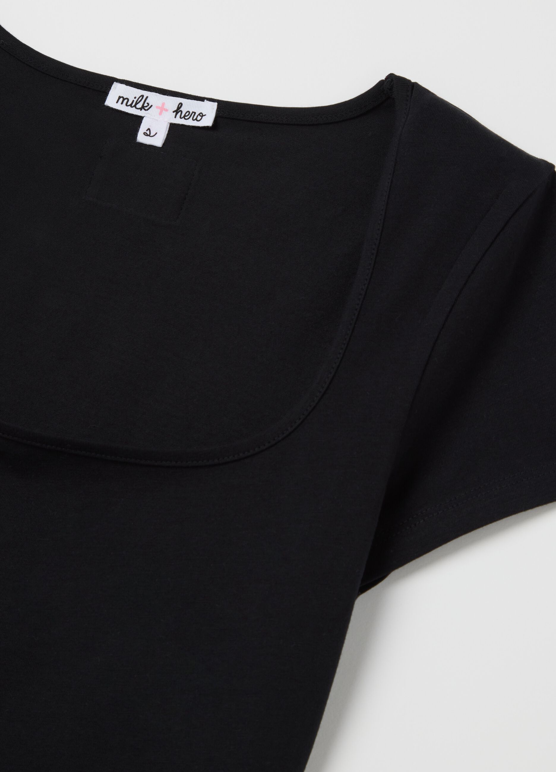 Black T-shirt with square neckline
