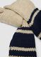 Sciarpa beige in misto lana a maglia con righe blu_1