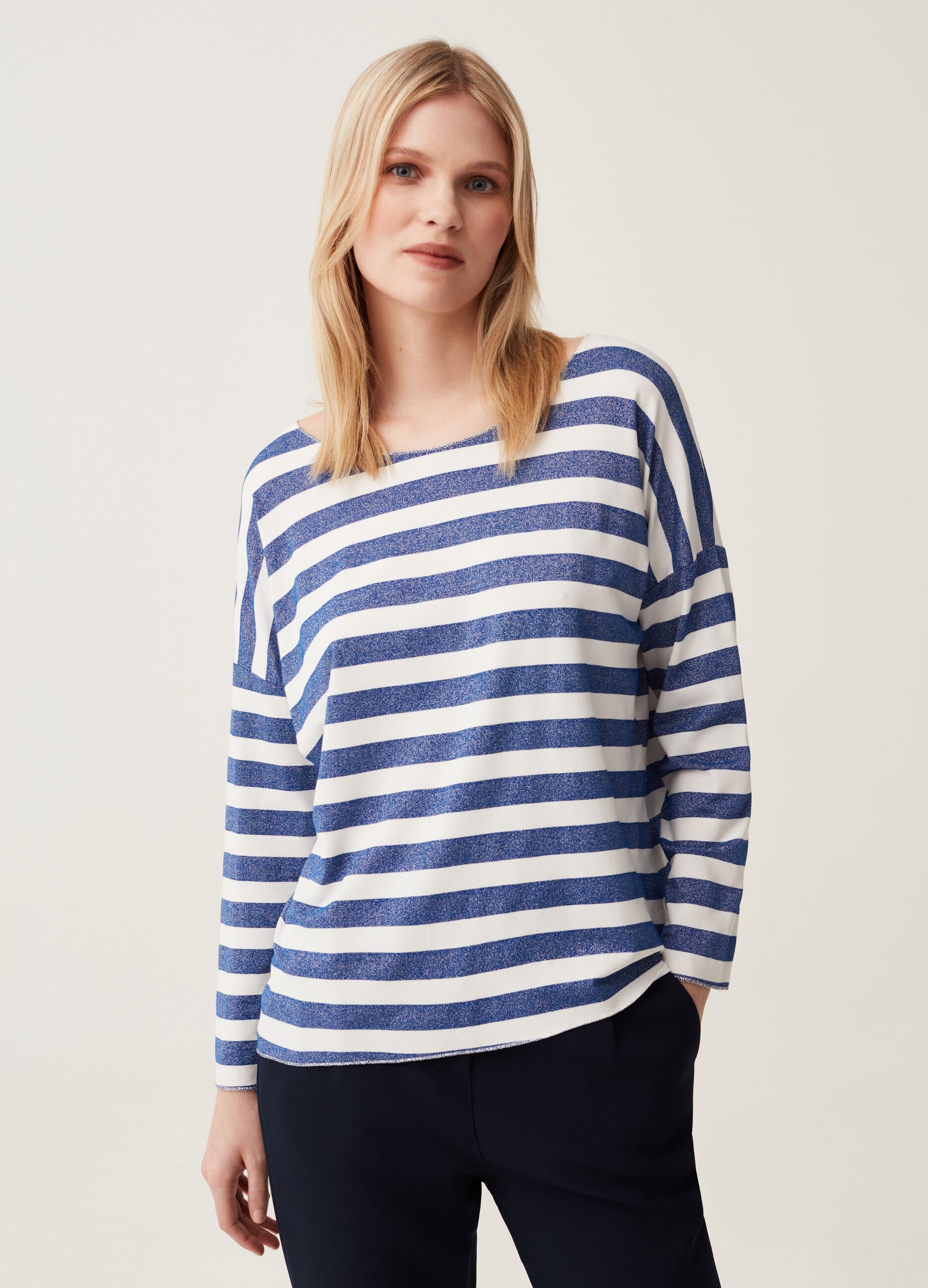 Maglia in lurex a righe Hybrid_0