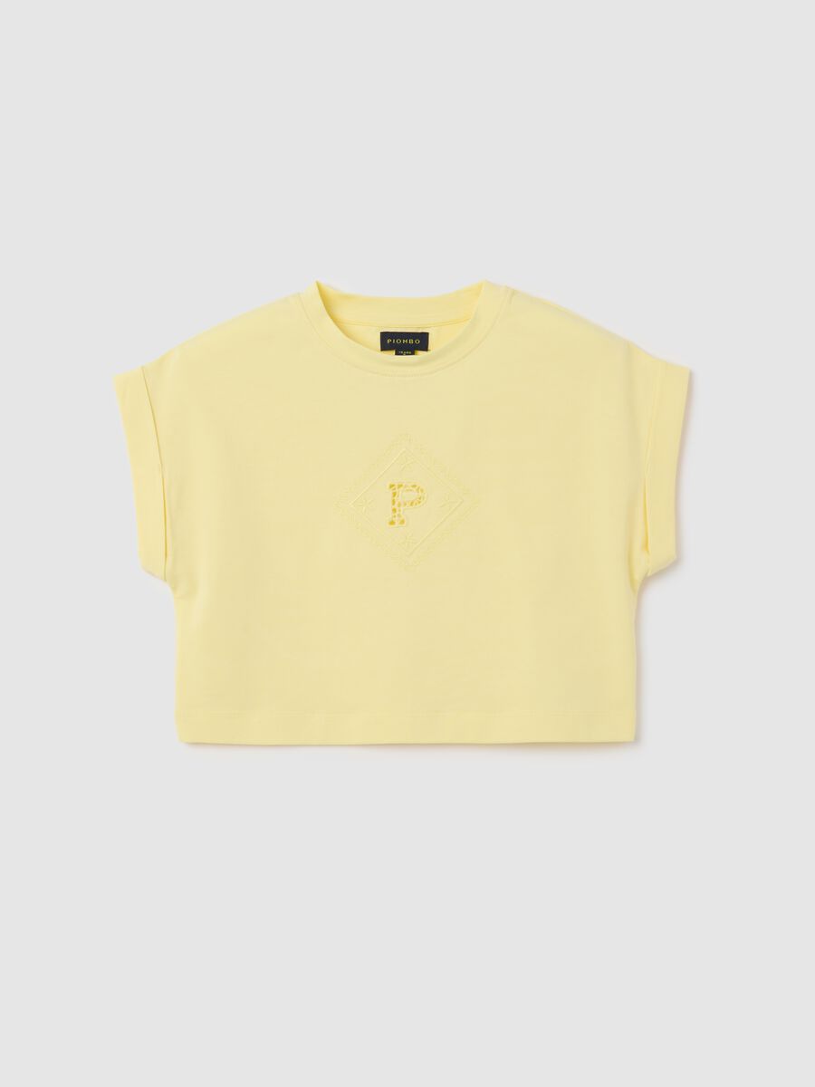Girls' regular fit yellow cotton T-shirt_0