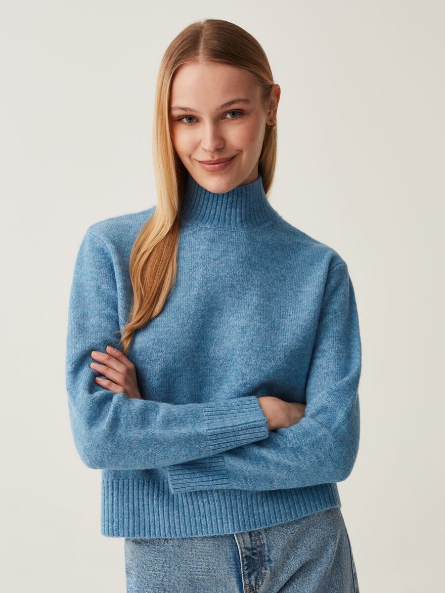 Pullover melange mock neck_1