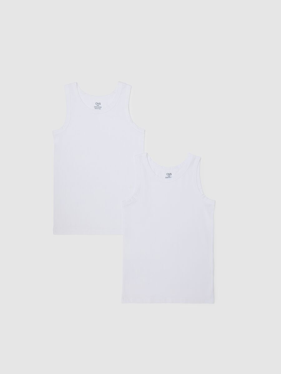 Canotte da bambino in cotone elasticizzato bianco regular fit_0