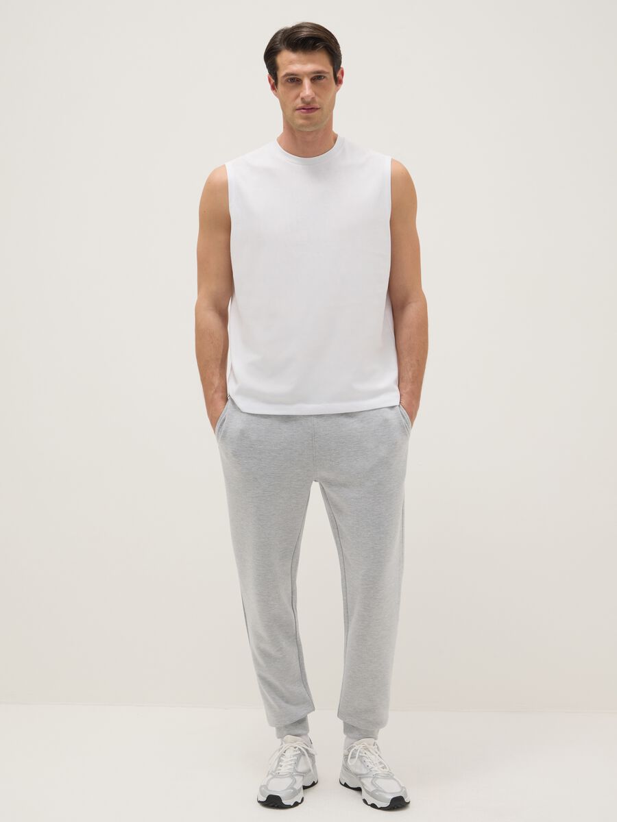 Grey Regular Fit Cotton Blend Jogger Trousers_0