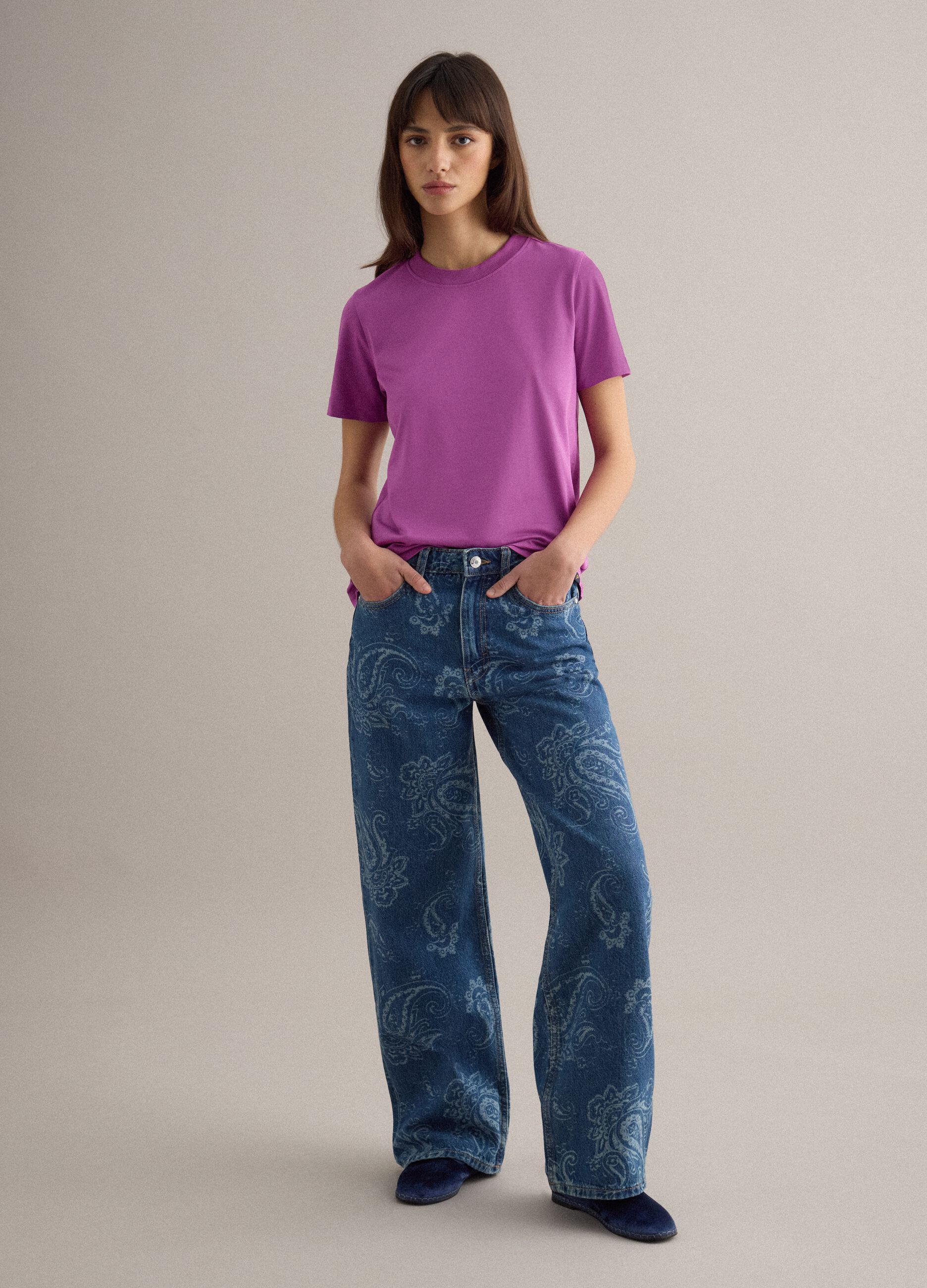 Viola Cotton Crew Neck T-shirt, Regular Fit