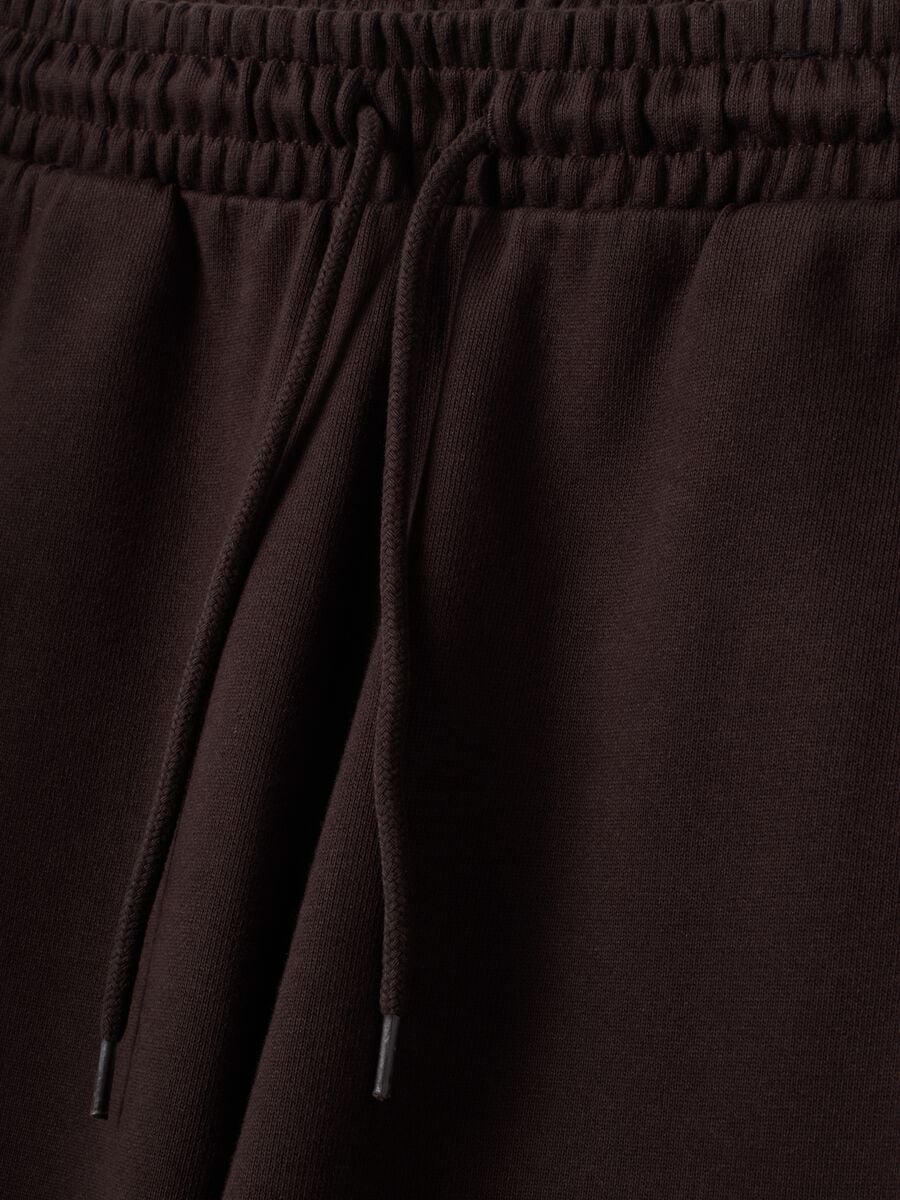 Jogger marroni in puro cotone con vita elastica over fit_5