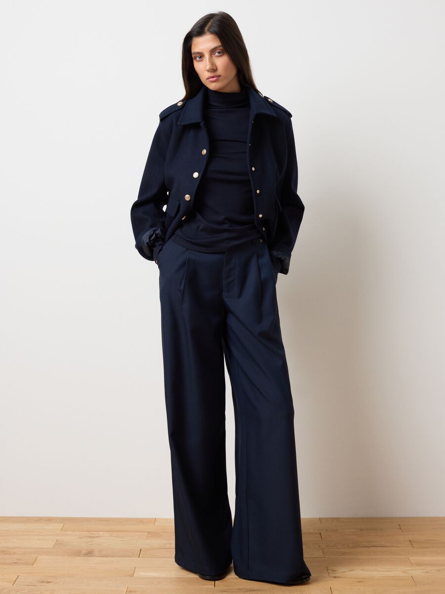 Pantaloni blu wide leg_0