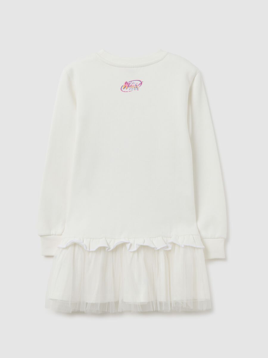 Abito da bambina in misto cotone bianco regular fit con stampa Winx_1