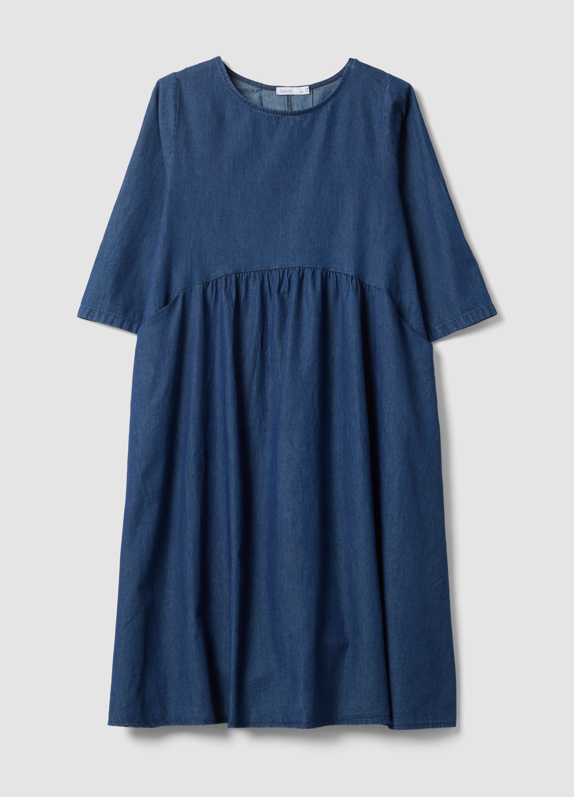 Blue pure cotton midi dress