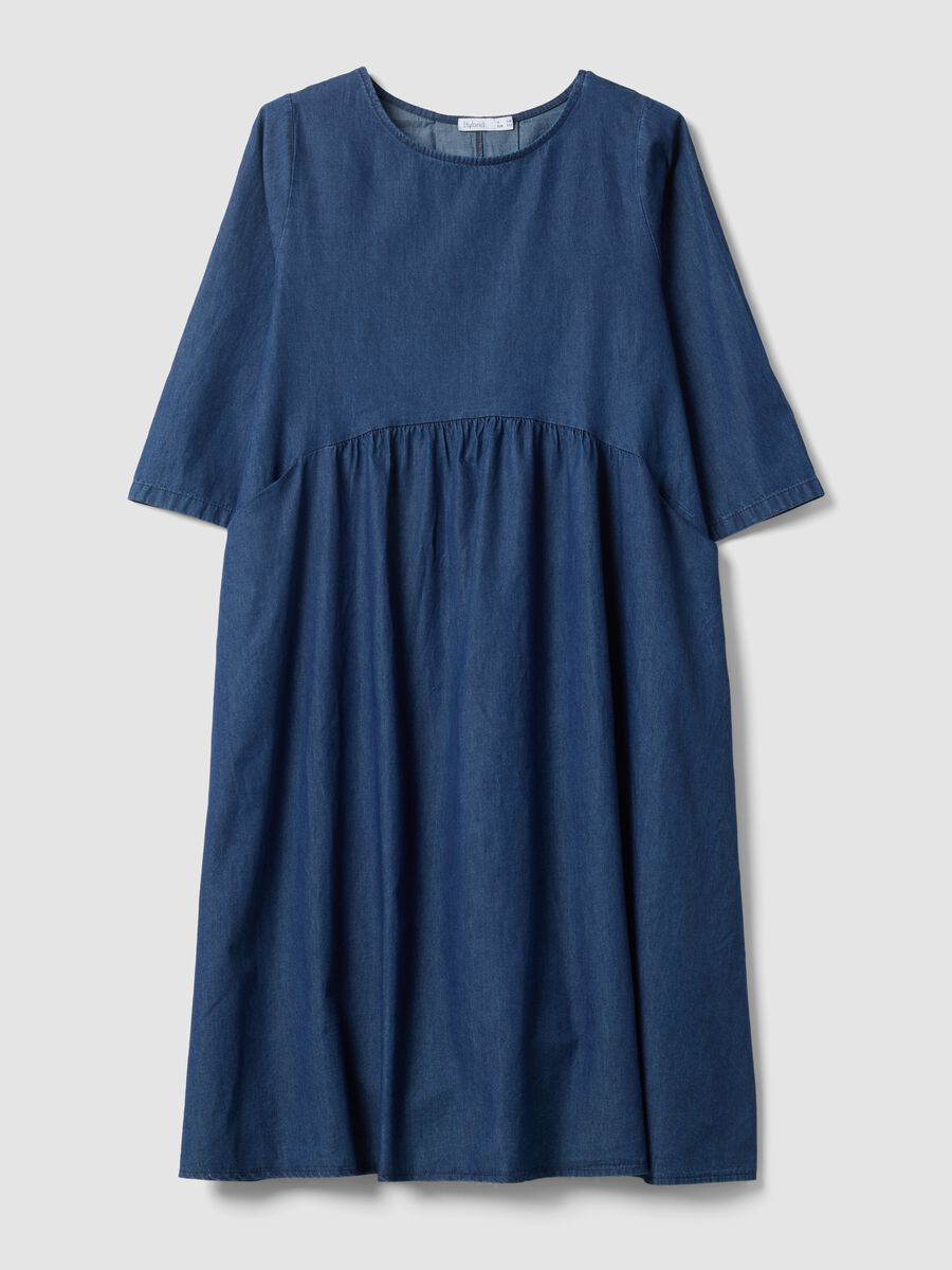 Blue pure cotton midi dress_0