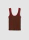 Brown pure cotton ribbed tank top_0