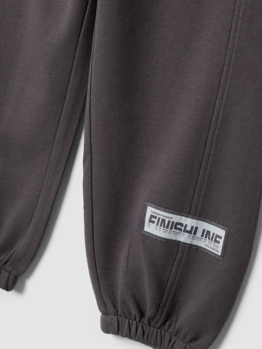 Grey pure cotton jogger trousers with elasticated cuffs_2