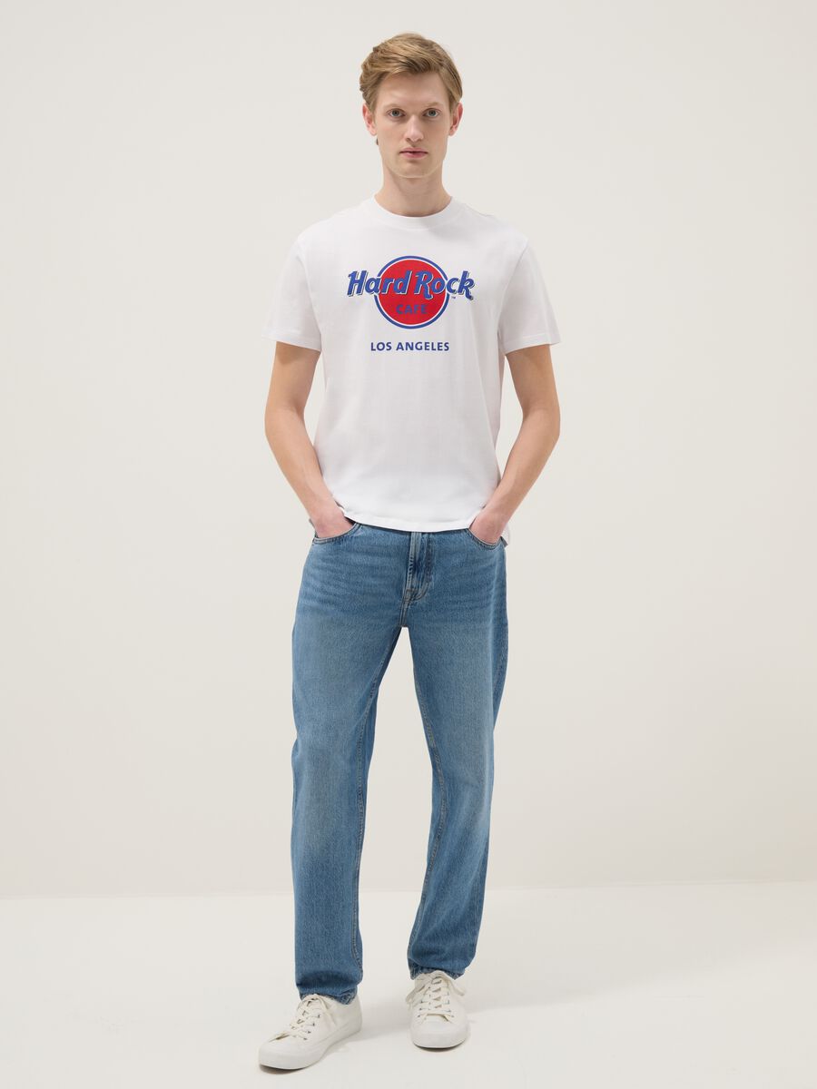 White pure cotton regular fit T-shirt with Hard Rock Cafe logo_1