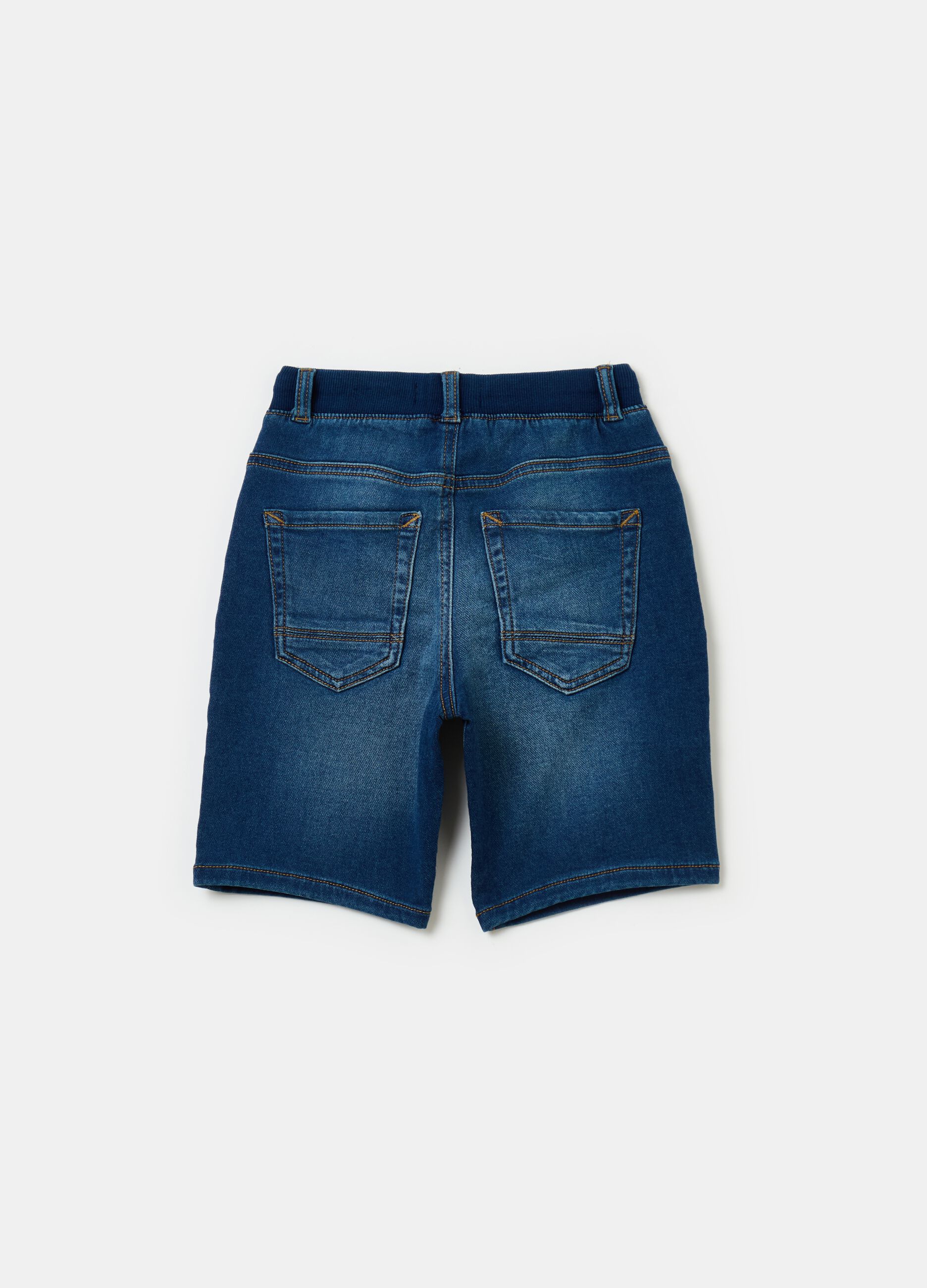 Denim Bermuda shorts with drawstring