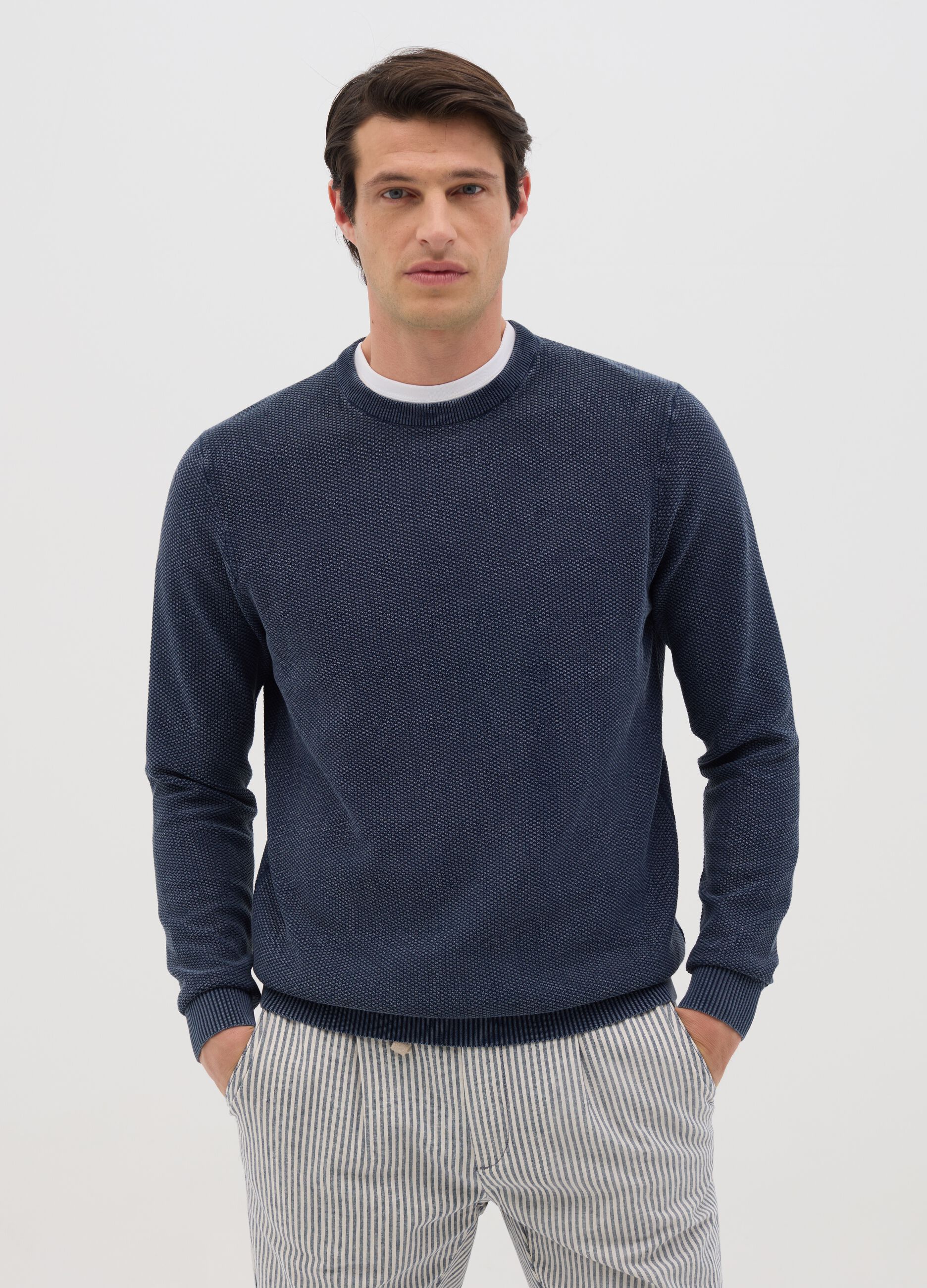 Blue knit cotton jumper