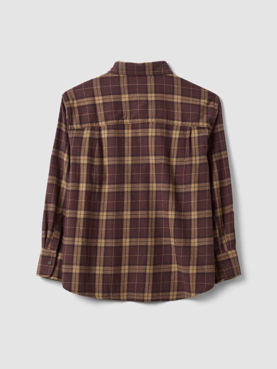 Camicia marrone a quadri in flanella di puro cotone regular fit_2