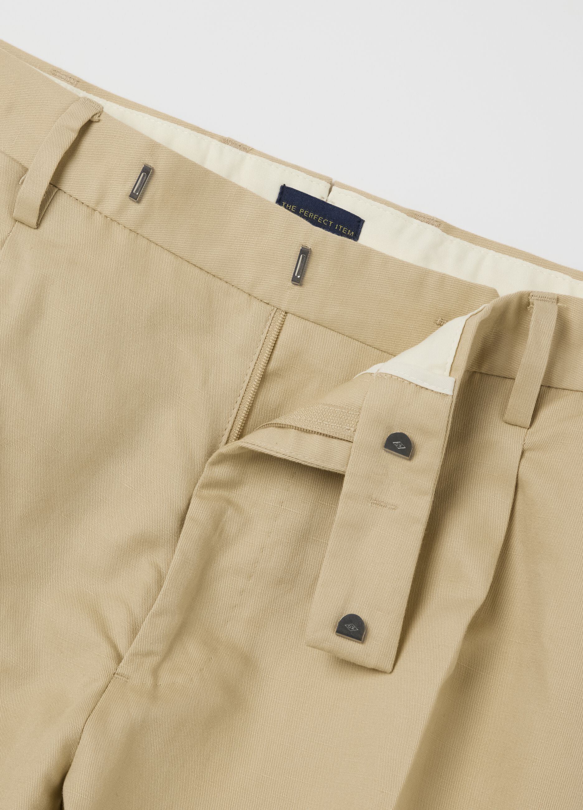 Pantaloni da uomo in cotone e lino beige regular fit