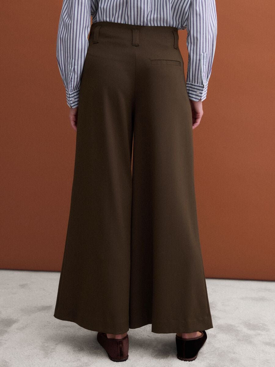 Green wide-leg stretch viscose chino trousers_3