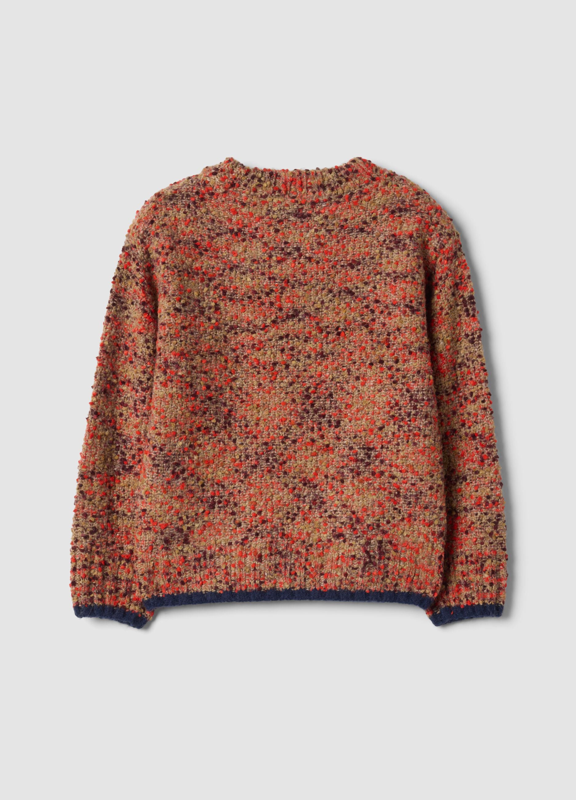 Multicoloured crew-neck jumper in wool and alpaca blend