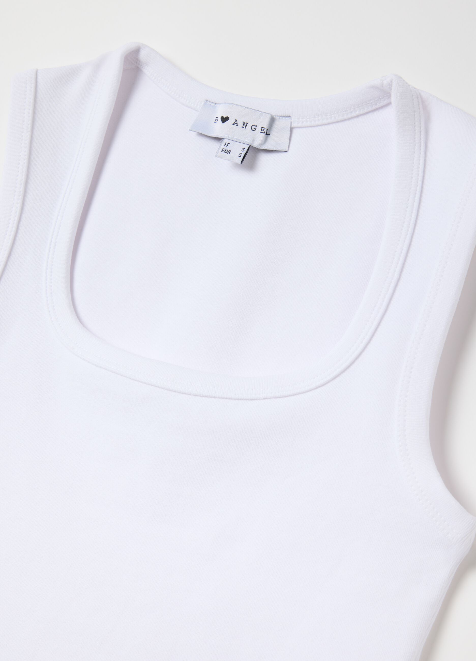 Women’s white fitted vest top in stretch cotton