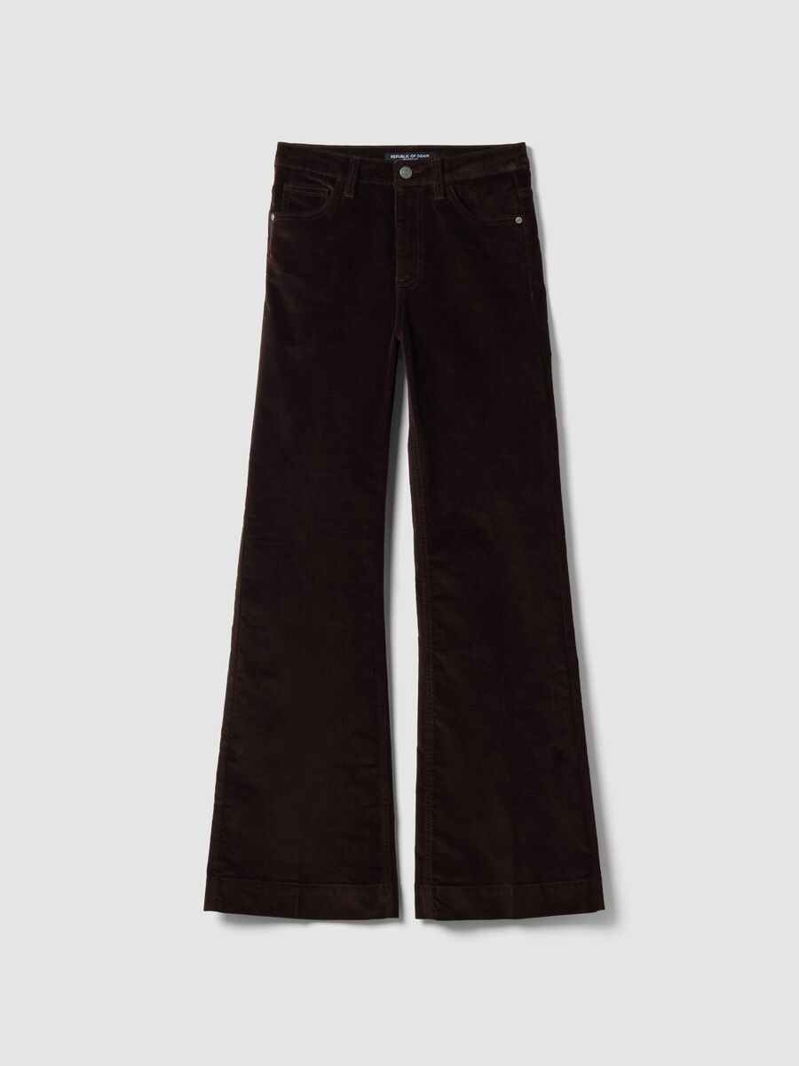 Jeans marroni bootcut in cotone elasticizzato_4