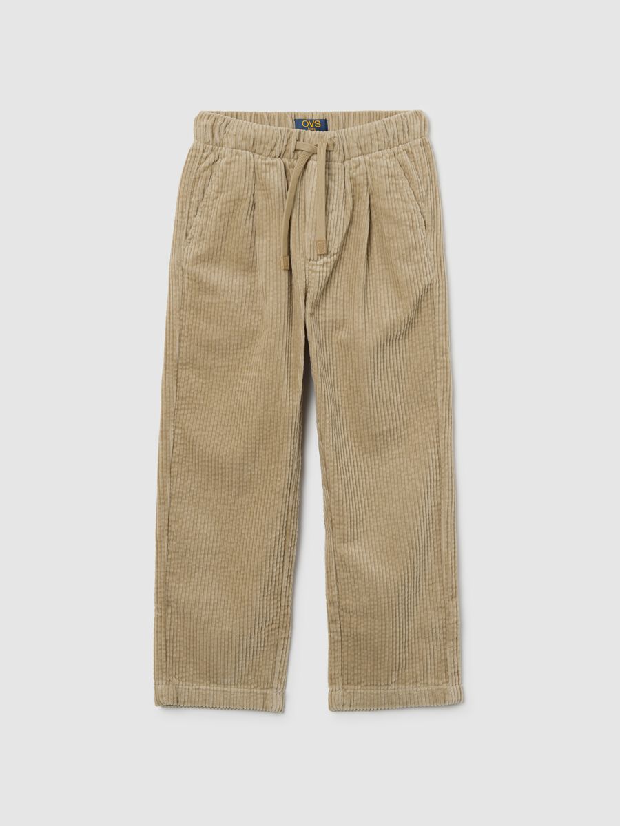 Child's Beige Regular Fit Pure Cotton Trousers_0