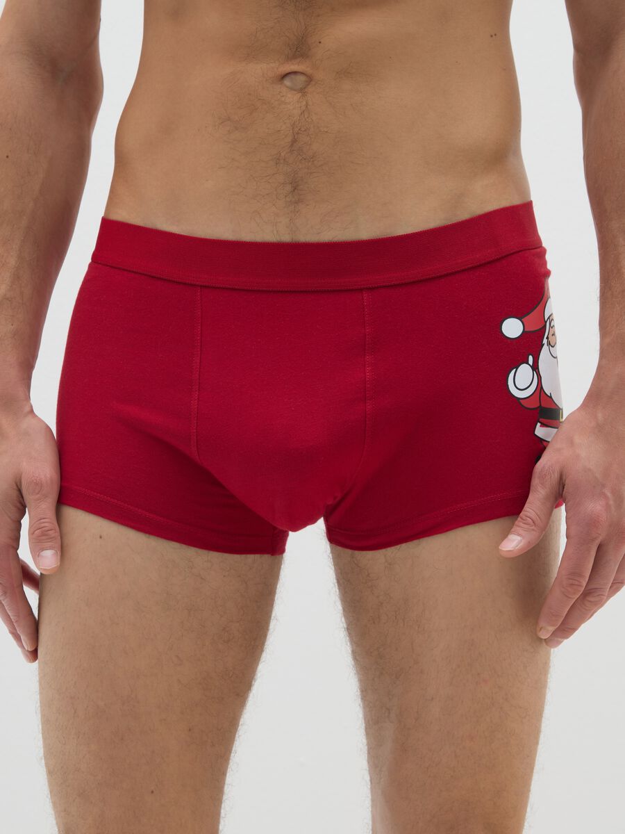 Red Christmas boxers in pure cotton regular fit with print_1