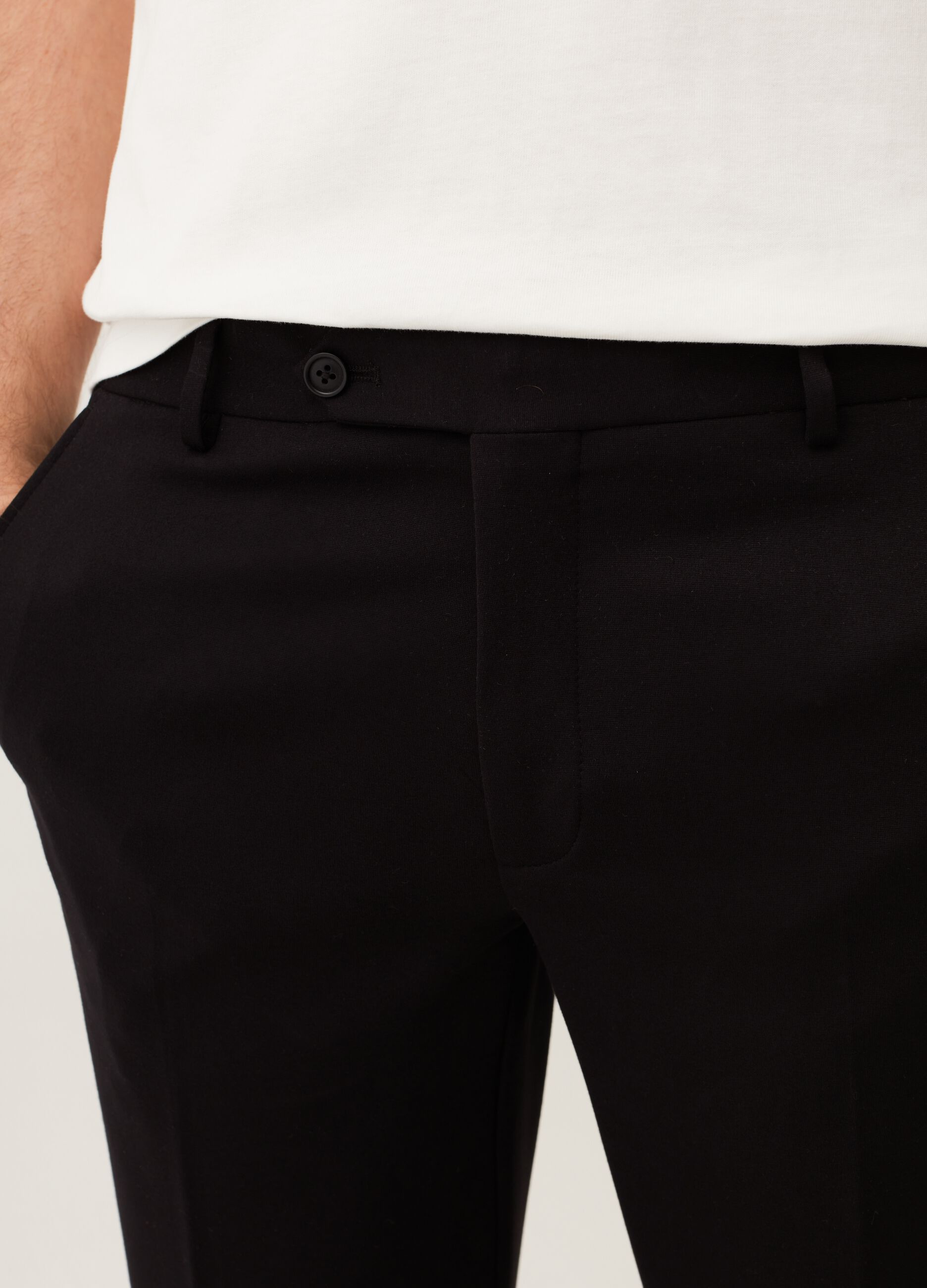 Pantalone easy fit in tessuto a maglia nero_3