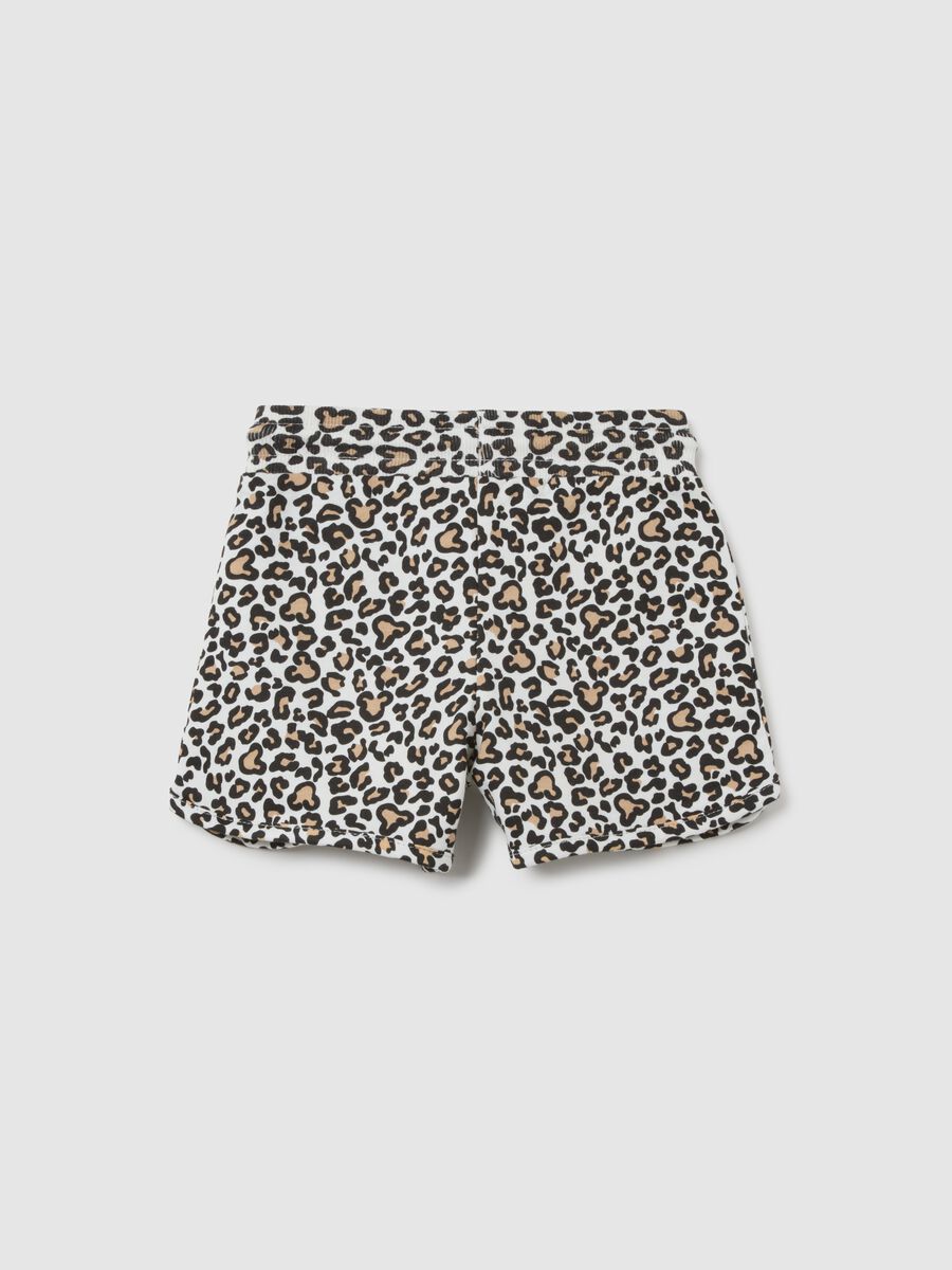 Pantaloni corti da bambina in puro cotone multicolor regular fit con stampa_1