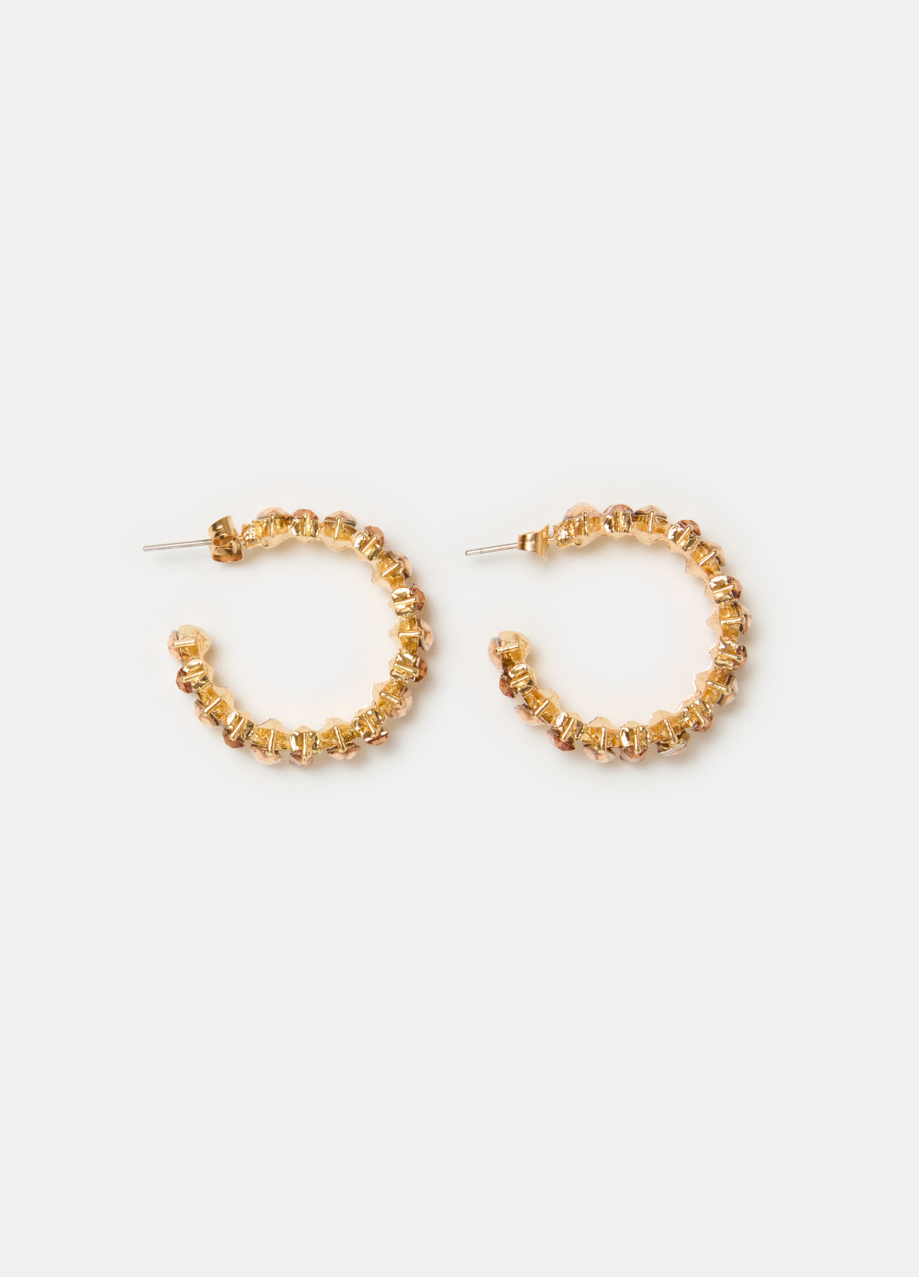 Semi-circle earrings with stones