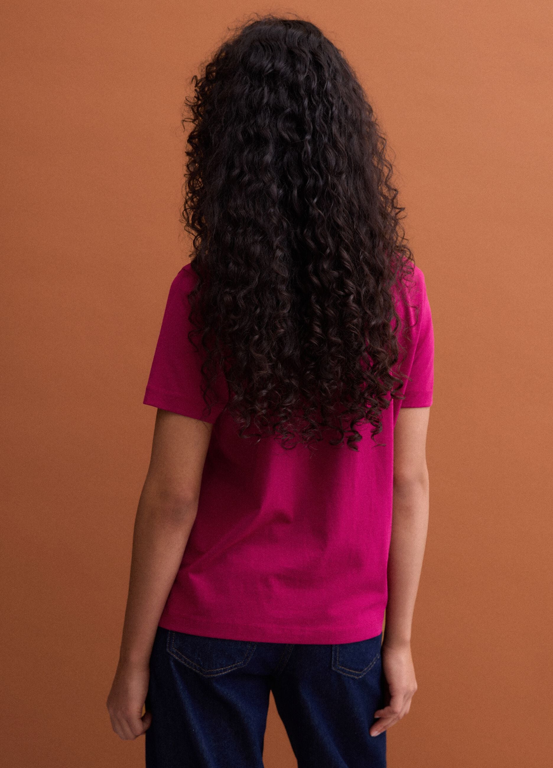Pink regular-fit crew-neck T-shirt in pure Supima cotton