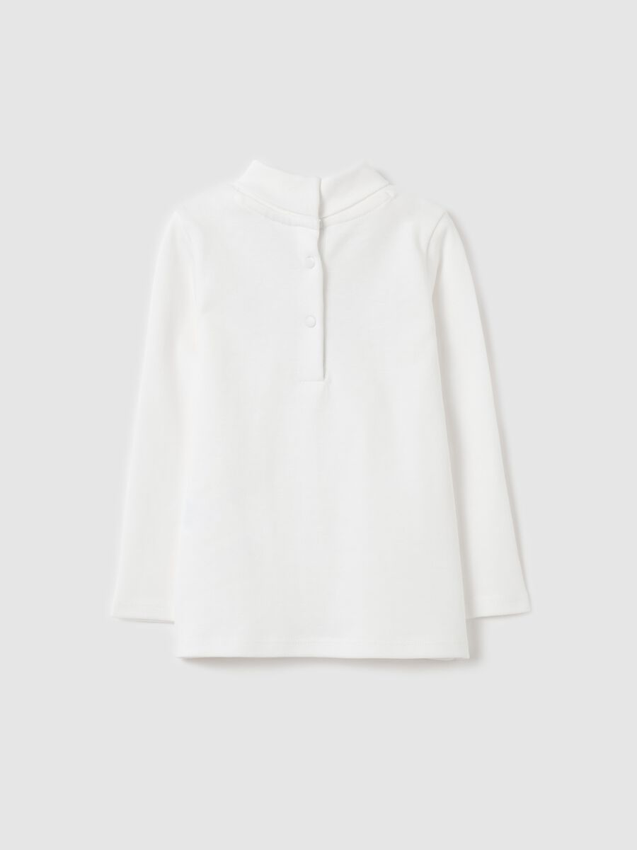 Cotton T-shirt with high neck and print_1