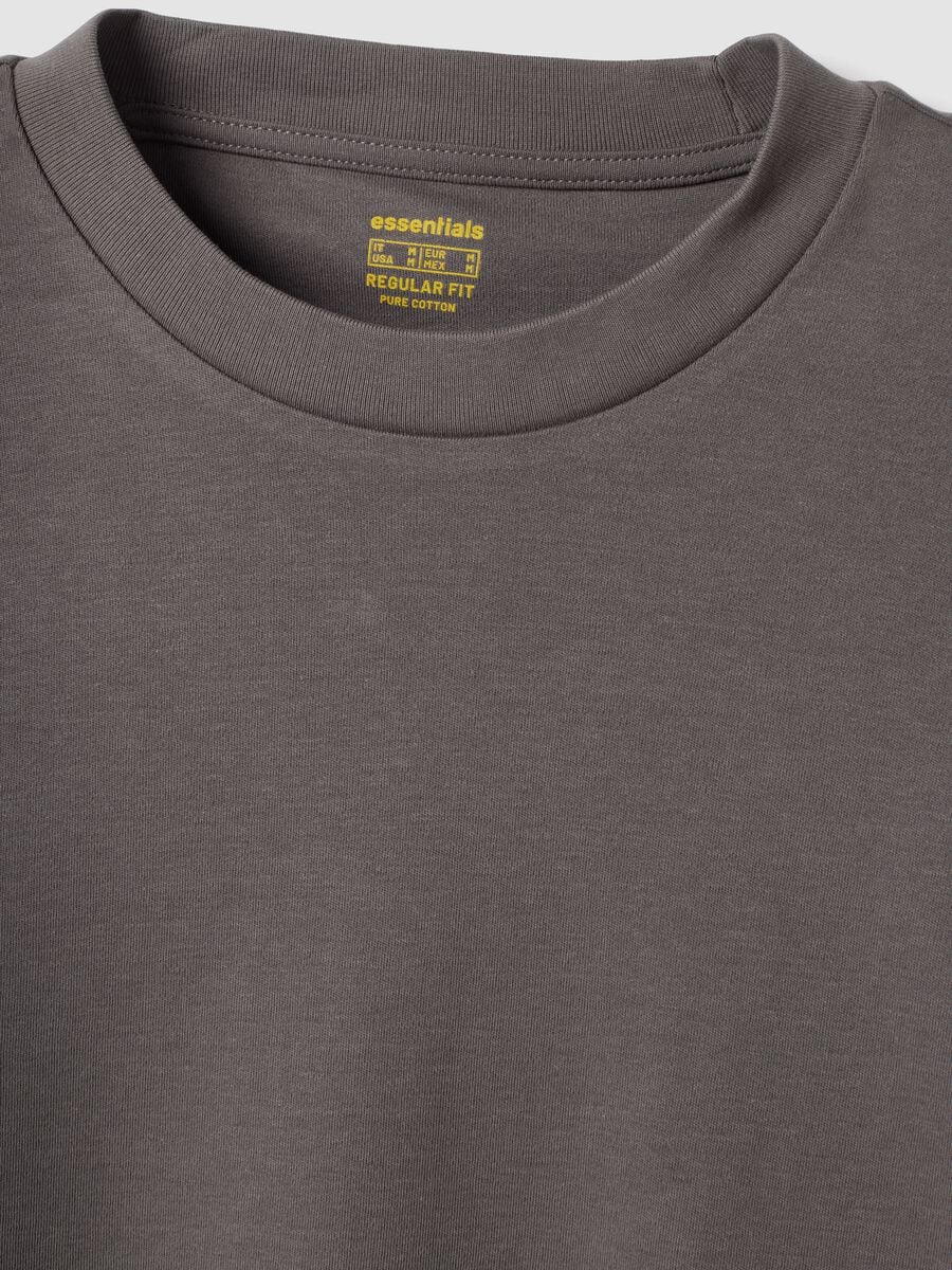T-shirt grigia in puro cotone girocollo_1