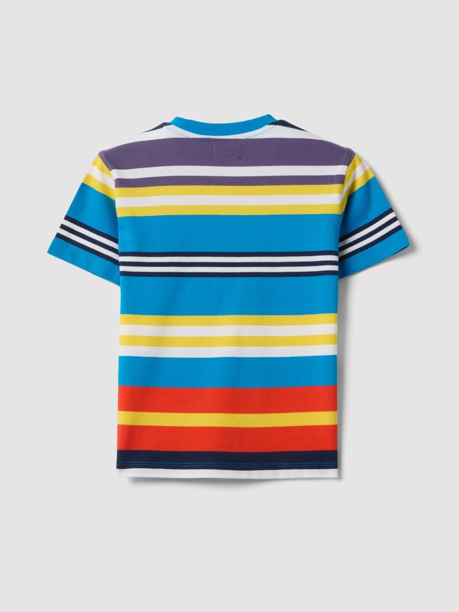 T-shirt a righe multicolor in puro cotone da bambino oversize fit_4
