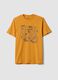 T-shirt arancione in puro cotone con stampa frontale regular fit_4