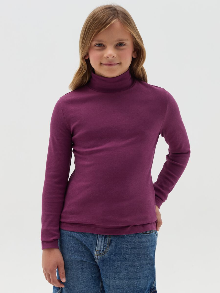 Long-sleeved T-shirt with mock neck_0