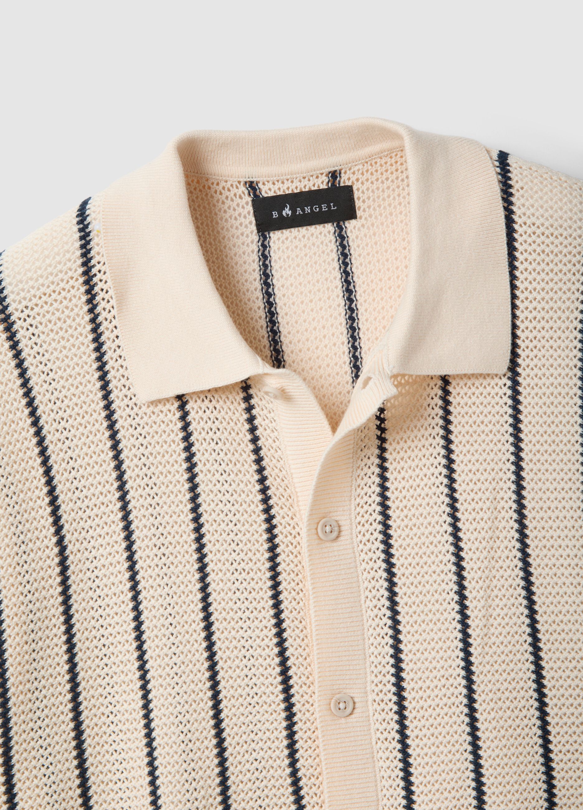 Multicolour striped pure cotton polo with bowling collar, regular fit